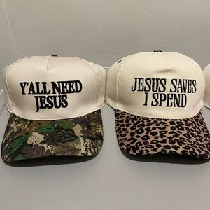 Cream Trucker Hats with Bold Text